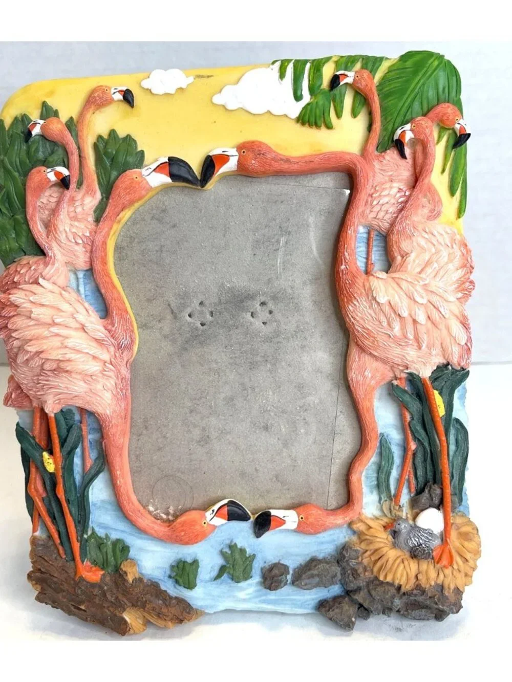 VTG Pink Flamingo Flock 3D Picture Photo Frame Tropical Family Beach Vacation - Picture 10 of 10